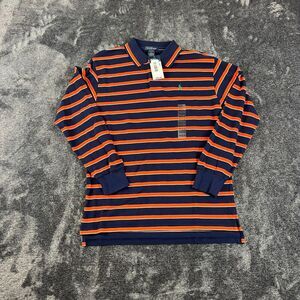 Polo Ralph Lauren Polo Long Sleeve Boys M 12/14 Stripe Orange Blue NWT
